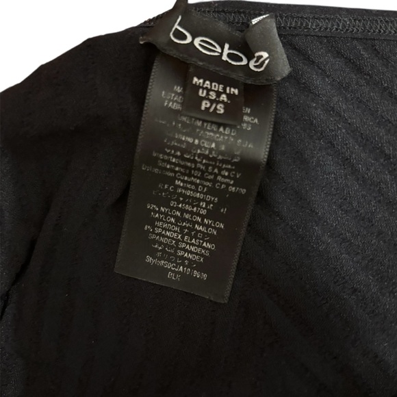 bebe Black Asymmetrical Sleeve Bodycon Dress - Picture 3 of 7